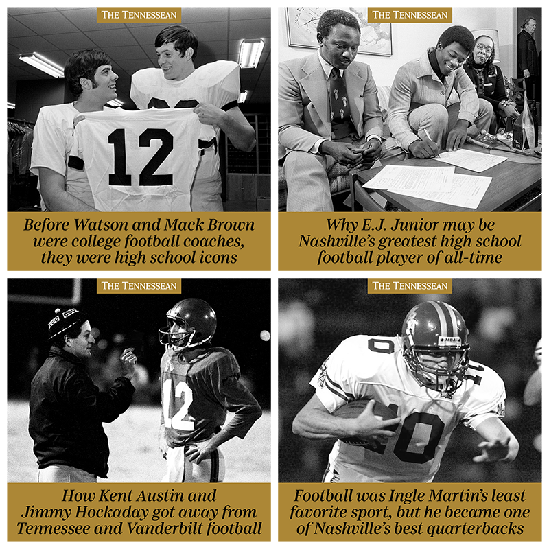 Compiled photos of football players with story headlines for Instagram